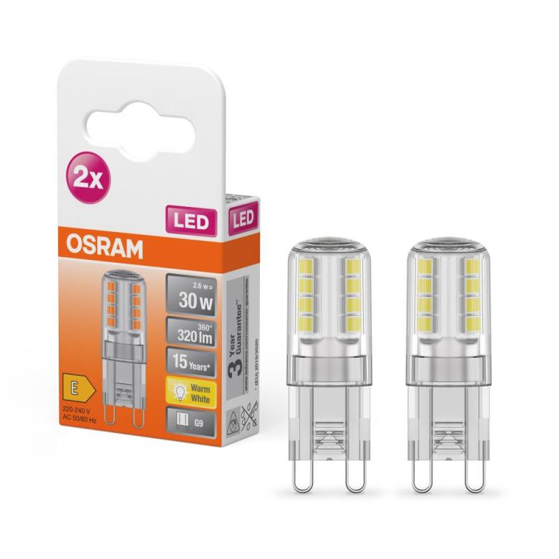 2er Pack OSRAM LED PIN G9 Stiftsockel 2,6W wie 30W warmweißes behagliches Licht mit 2700K, EEK: E (Spektrum: A bis G)