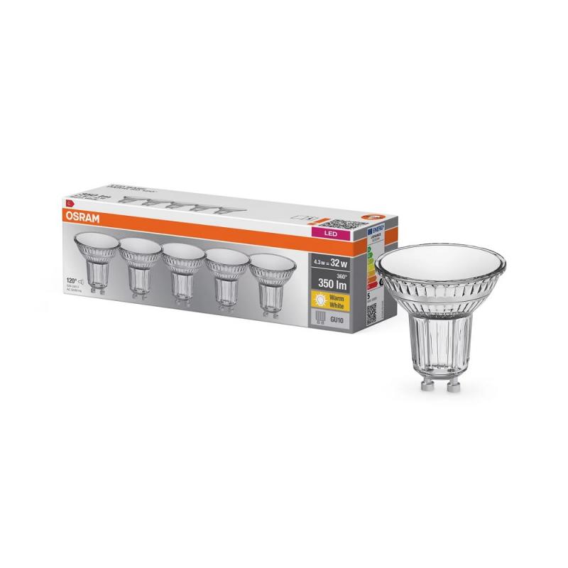 10 x 5er-PACK OSRAM LED BASE PAR16 GU10 LED Strahler 4.3W wie 32W 120° warmweiß breit strahlend - XXXL-Sparpack