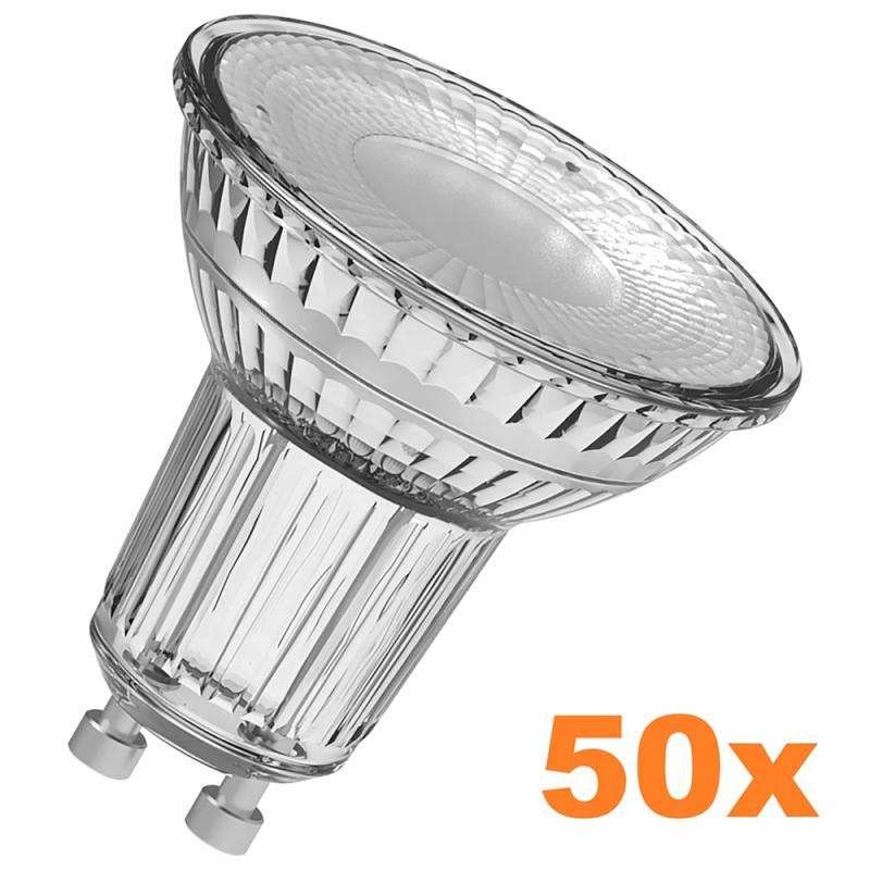 10 x 5er-PACK OSRAM LED BASE PAR16 GU10 LED Strahler 4.3W wie 32W 120° warmweiß breit strahlend - XXXL-Sparpack
