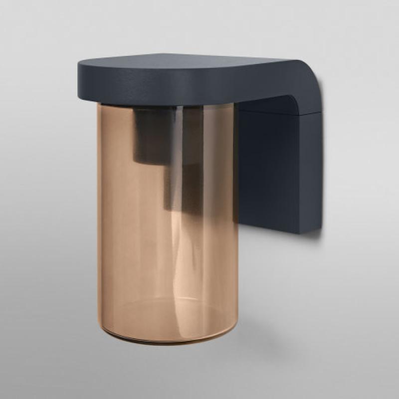 OSRAM  CASCADE Außenwandleuchte Anthrazit Amber Glaszylinder, hängend - IP44-Schutz, stoßfest IK03, für Terrasse und Balkon