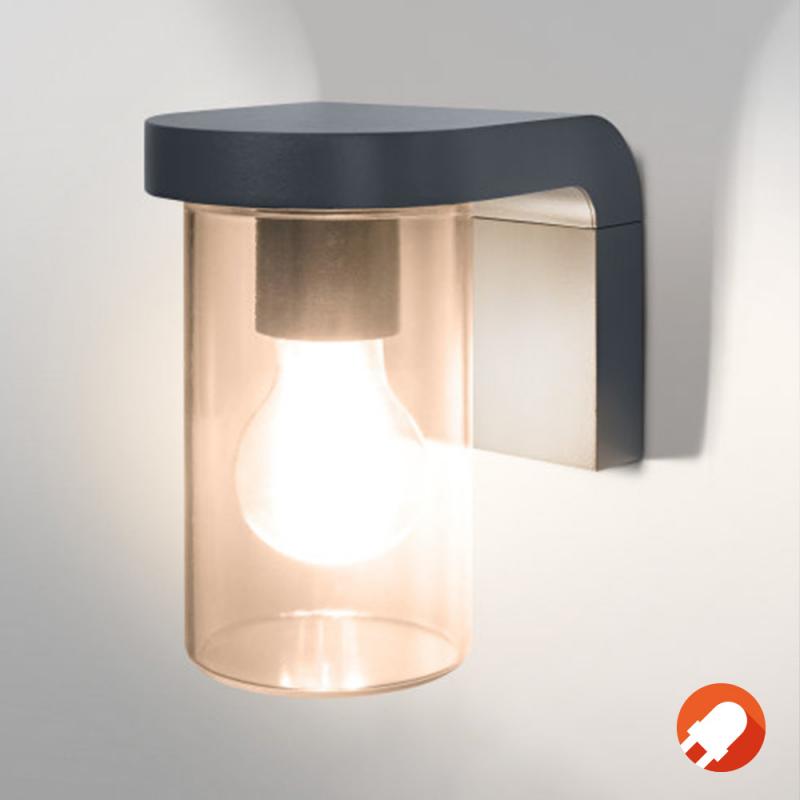 OSRAM  CASCADE Außenwandleuchte Anthrazit Amber Glaszylinder, hängend - IP44-Schutz, stoßfest IK03, für Terrasse und Balkon