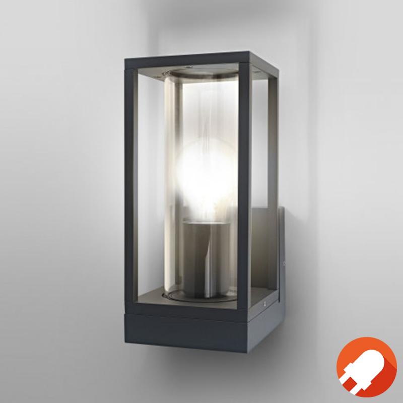 OSRAM  Laternenformige Außenwandleuchte Frame Glas Aluminium anthrazit - rechteckiges Design, 140 x 110 x 245 mm, Montagematerial inklusive