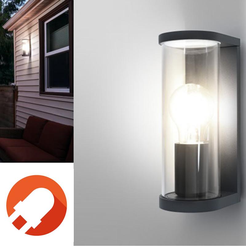 OSRAM  TUBULAR Außenwandleuchte Anthrazit Alu klarer röhrenförmiger Glaszylinder