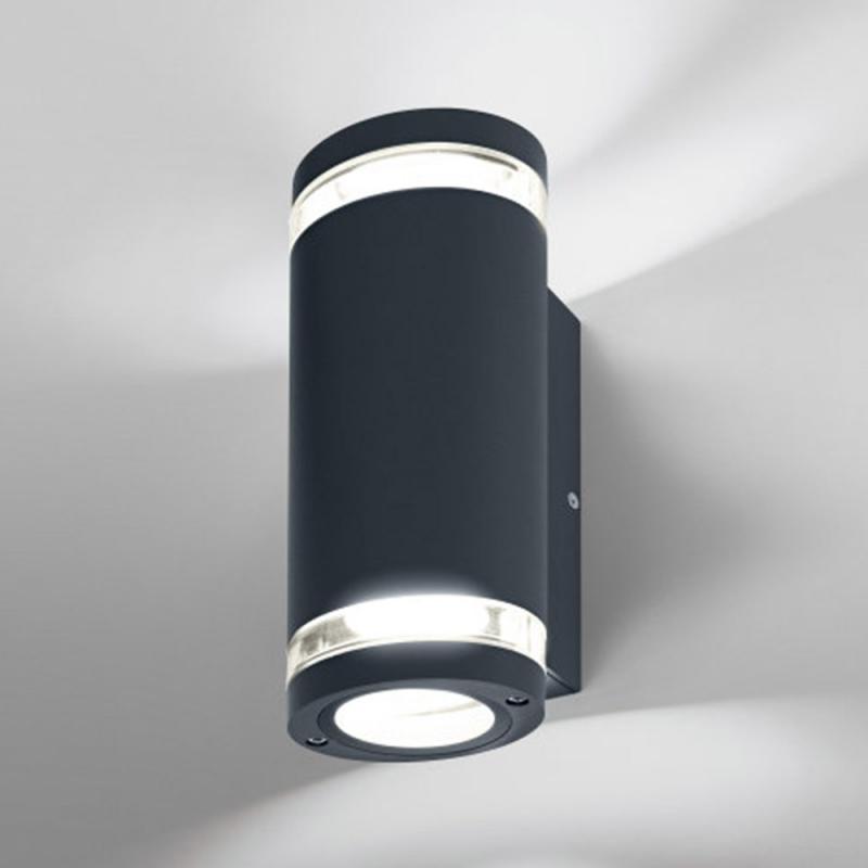 OSRAM Zweiseitg leuchtende BEAM Terrasssen Wandlampe dunkelgrau mit Dekoringen