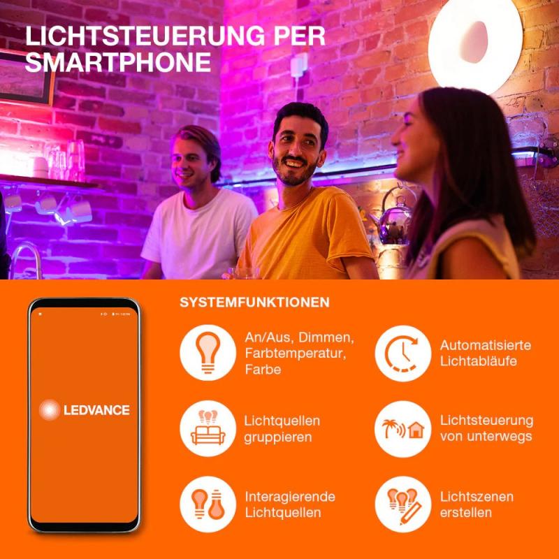 Osram Deckenleuchte SMART+ Wifi Orbis Backlight in Weiß 350mm Tunable White & RGBW