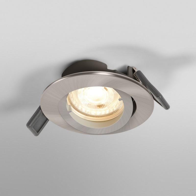 OSRAM Spotlight Recess Set Incl. Osram LED 4.3W GU10 Brushed Nickel aus Aluminium gebürstet mit warmweißem Licht in Nickeloptik