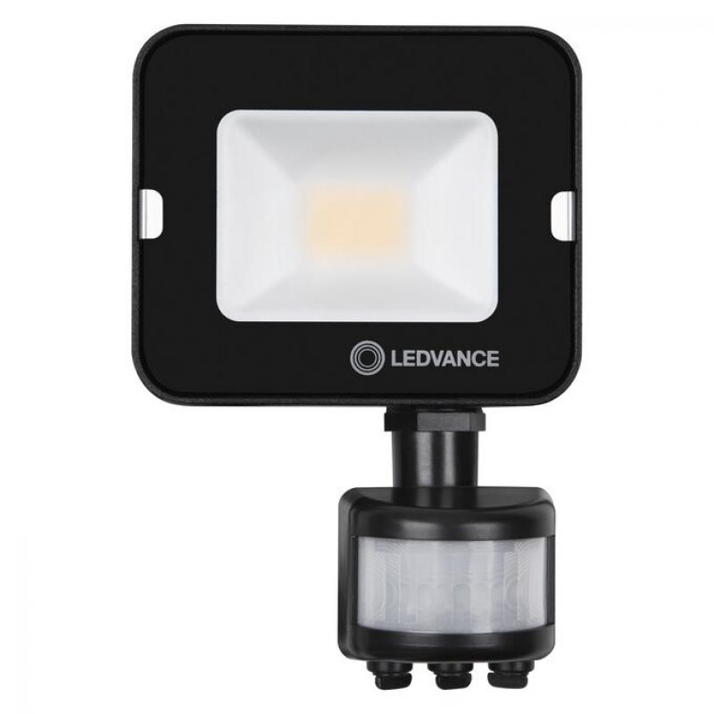 LEDVANCE Kompakter LED Flutlicht Strahler mit Sensor 10W 3000K warmweißes Licht IP65 in Schwarz