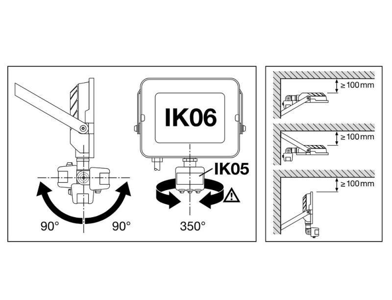 LEDVANCE Kompakter LED Flutlicht Strahler mit Sensor 20W 3000K warmweißes Licht IP65 in Schwarz