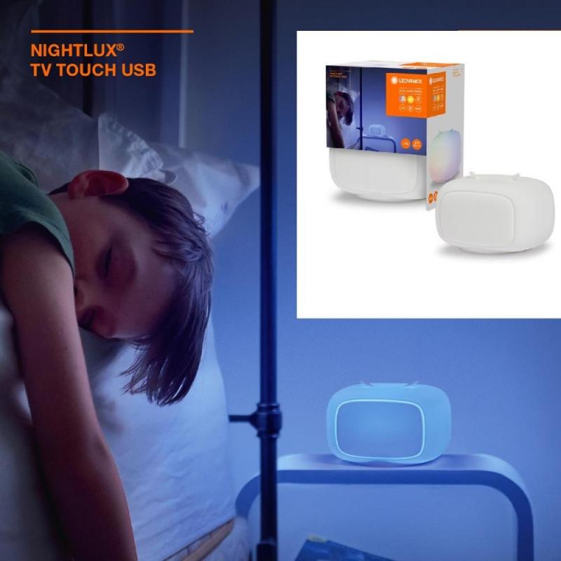 OSRAM Nachtlicht NIGHTLUX TOUCH USB RGBW - cooles Licht für das Kinderzimmer - TV-Nachtlicht mit Berührungsdimmfunktion in Weiß aus Kunststoff