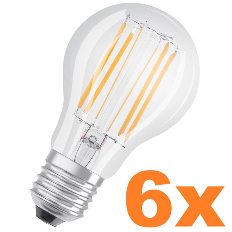6er Aktionspack OSRAM E27 LED SUPERSTAR PLUS Leuchtmittel HD LIGHTING klar dimmbar 7,5W wie 75W universalweißes Licht 4000K 90 Ra