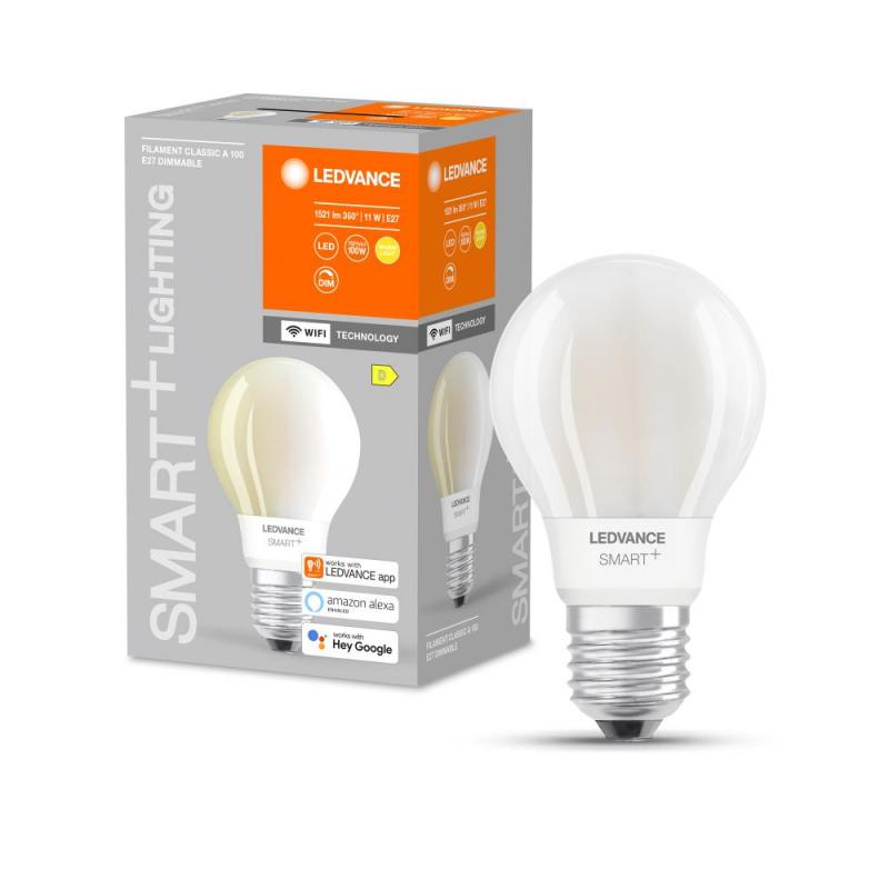 Starkes LEDVANCE 11W wie 100W WiFi E27 LED Leuchtmittel warmweiß Filament Cremeweiß dimmbar, EEK: D (Spektrum: A bis G)