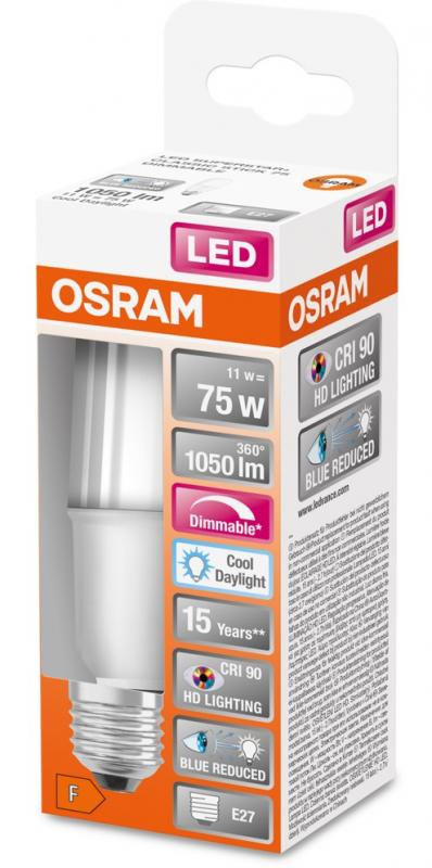 6er Sparset OSRAM E27 LED Lampe SUPERSTAR PLUS HD LIGHTING Stickform matt dimmbar 11W wie 75W Tageslichtweiß  & hohe Farbwiedergabe