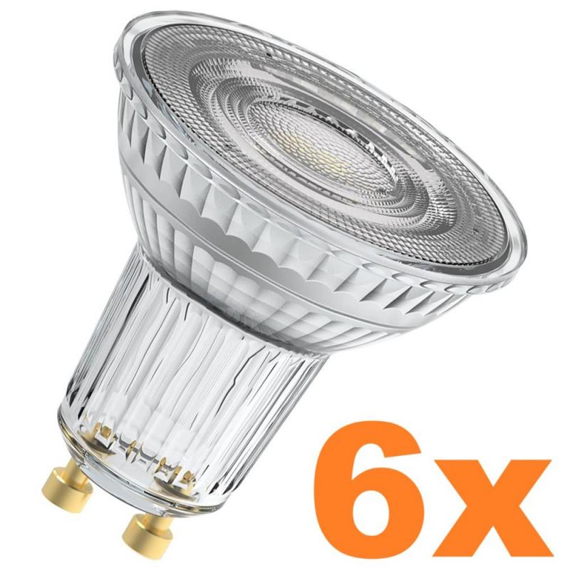 6er Vorteilspack  Osram GU10 LED Strahler Superstar Plus PAR16 HD LIGHTING 120° dimmbar 2700K 6,7W wie 46W CRI90  - sehr gute Farbwiedergabe