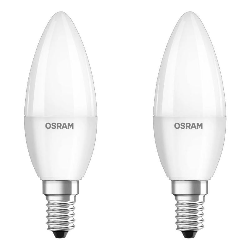 2er Pack OSRAM E14 LED STAR RETROFIT Lampe Kerzenform matt 4W wie 40W warmweißes Licht