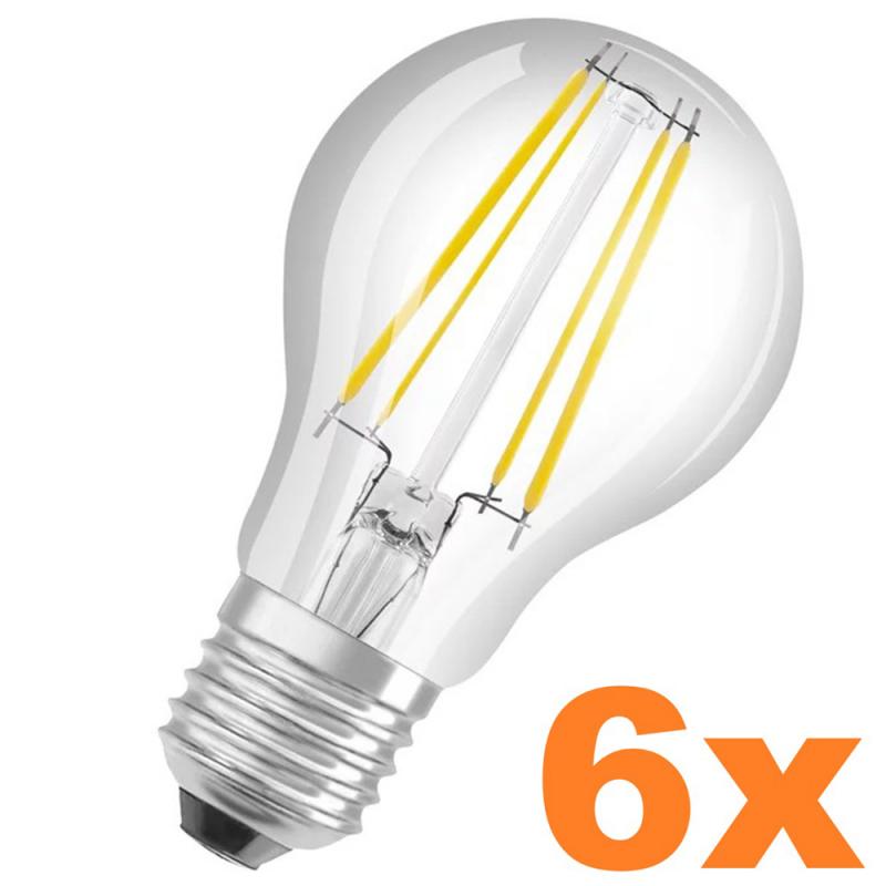 6er Sparset  Ledvance E27 Besonders effiziente LED Lampe Classic FILAMENT klar 2,5W wie 40W 3000K warmweißes Licht für die Wohnung