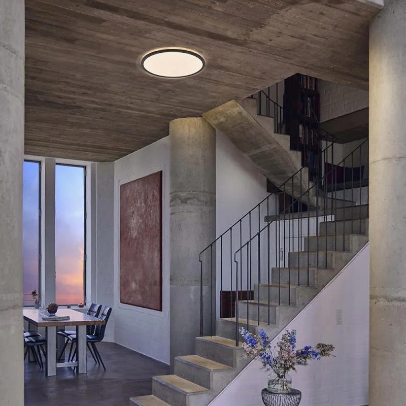 OSRAM Orbis Ultra Slm Backlight Deckenleuchte 23,5cm in Schwarz dimmbar - warmweißes Licht (3000K) + Hintergrundlicht, dreistufige Dimmbarkeit über Wandschalter, ultraflach