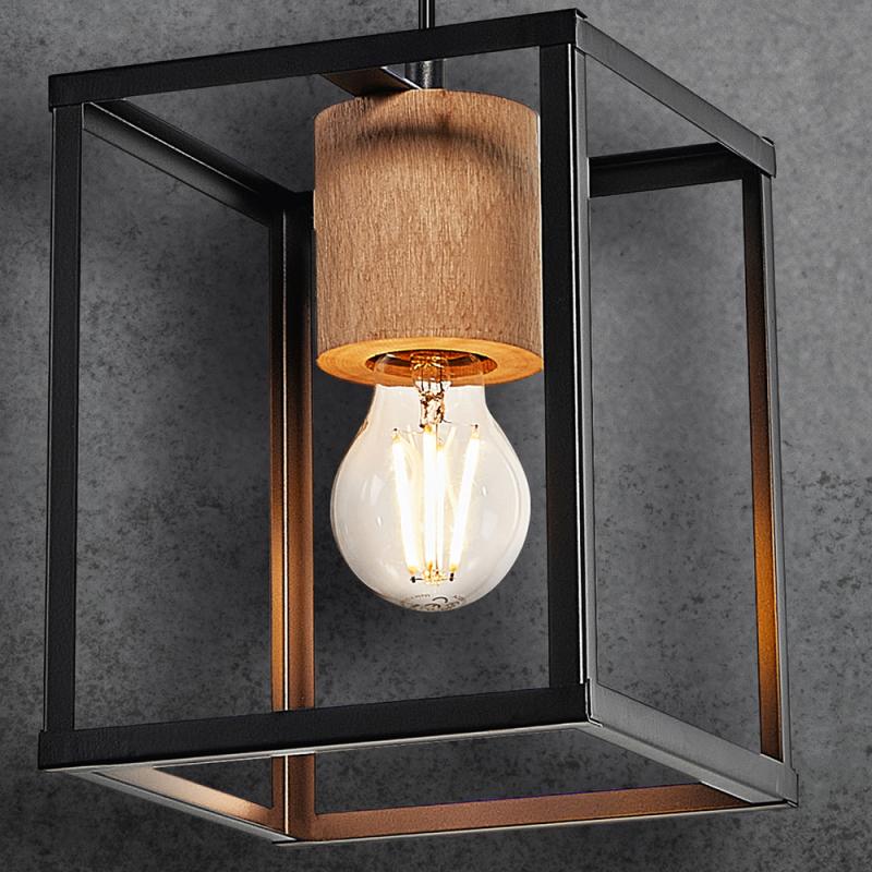 Osram Decor Nairobi Pendelleuchte 1-flammig aus Stahl & Holz in Schwarz