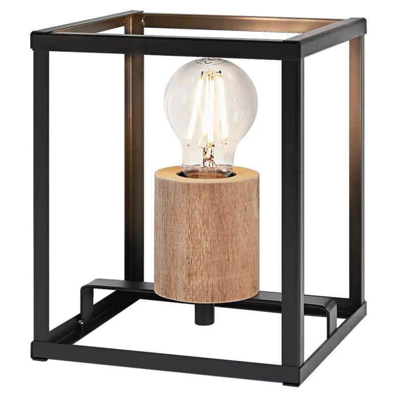 OSRAM Tischleuchte NAIROBI 1-flammig aus Stahl & Holz in Schwarz