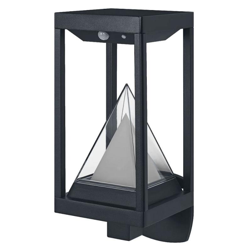 OSRAM Smart+ Bluetooth Solar LED Wandleuchte Alps in Laternenform mit Pyramidenlichtkegel & Multicolor & Sensor