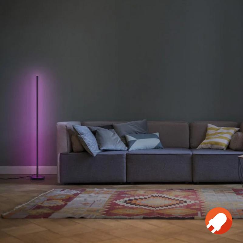 140cm OSRAM WiFi Smart+ Schlanke LED Stehleuchte Corner mit RGBW & Fernbedienung in Schwarz - DIY- & Musikrhythmusfunktion
