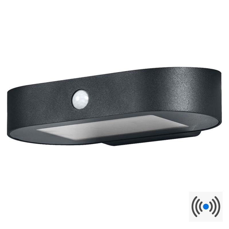Osram Wandleuchte Endura Style Oval S Wall Solar & Sensor in Schwarz - warmweißes Licht, integrierter Sensor, ohne Strom nutzbar, lange Laufzeit: 30 Mal 60 Sekunden im PIR Modus