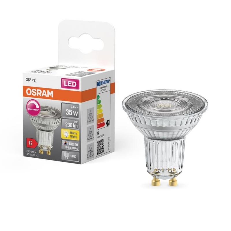 6er Set Osram GU10 Superstar PAR16 LED Reflektor 36° warmweiß 3,4W wie 35W dimmbar - sehr hohe Farbwiedergabe