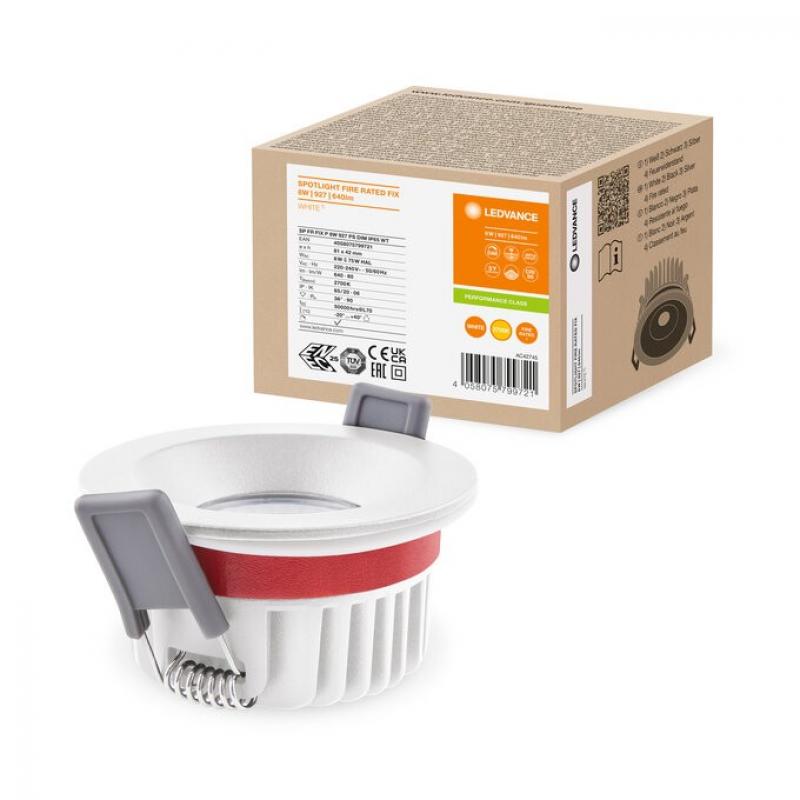 LEDVANCE Spot Fireproof fix 8W Dimmbar 2700K IP65 feuerbeständige LED Einbauleuchte