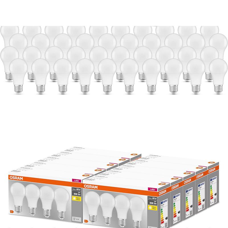 30er Sparpack OSRAM E27 LED Lampen weiß mattiert  8.5W wie 60 W Warmweißes Licht