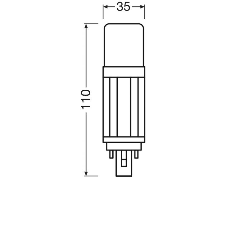Ledvance DULUX D13 LED Kompaktlampe 2Pin G24d  5,5W wie 13W 3000K warmweißes Licht EM & AC für KVG/VVG