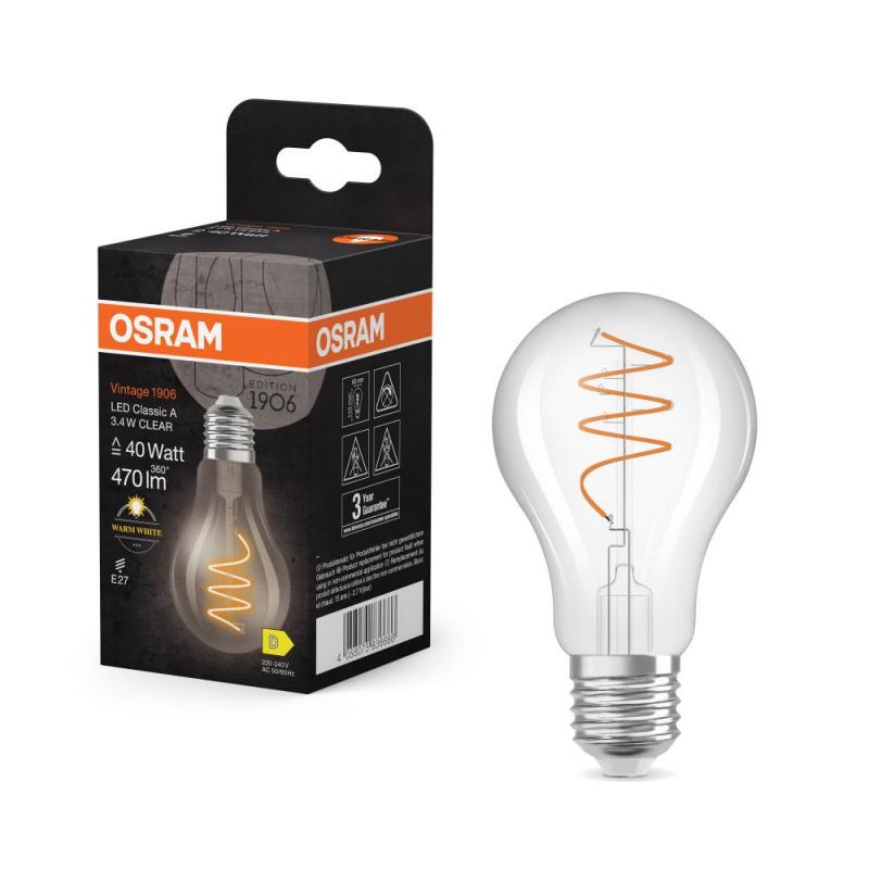 OSRAM LED E27 VINTAGE Glühbirne Spiral 4,9W wie 40W warmweißes Licht für eine gemütliche Wohnatmosphäre 2700K, EEK: D (Spektrum: A bis G)