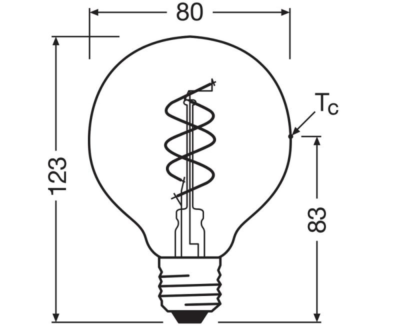 OSRAM E27 LED VINTAGE Spiral Filament Globe 80 klar 4,6W wie 40W dimmbar warmweiß 90Ra