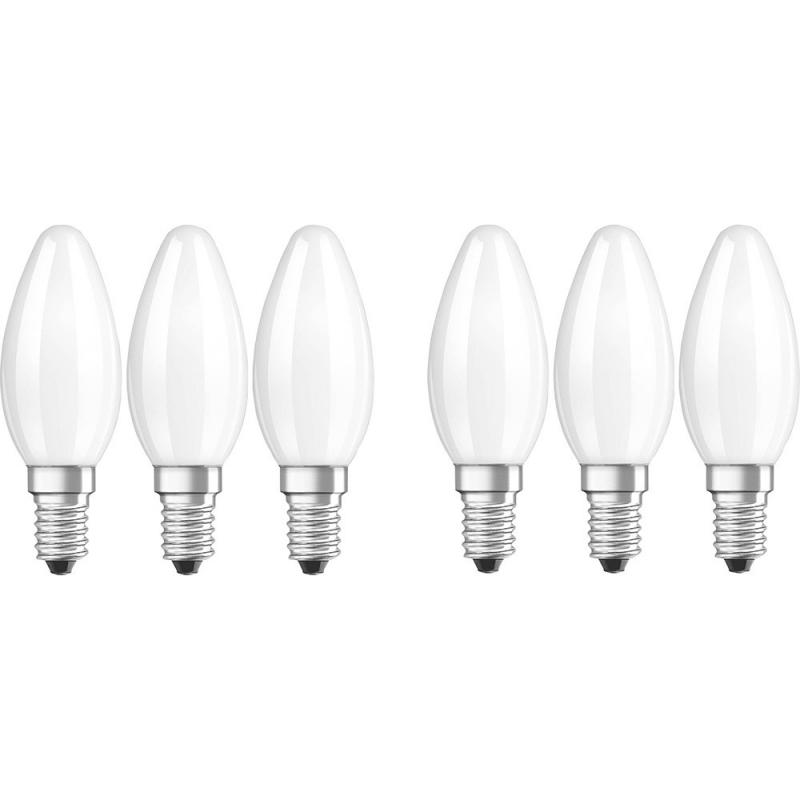 6 x Osram E14 LED Kerzenlampen CLASSIC besonders effizient 1,2W wie 25W 2700K warmweißes Licht - Sehr gute Energieeffizienz