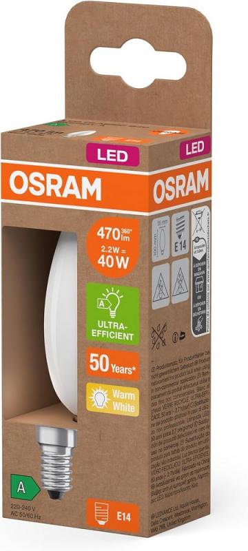 6 x Osram E14 LED Kerzenlampen CLASSIC besonders effizient 1,2W wie 25W 2700K warmweißes Licht - Sehr gute Energieeffizienz
