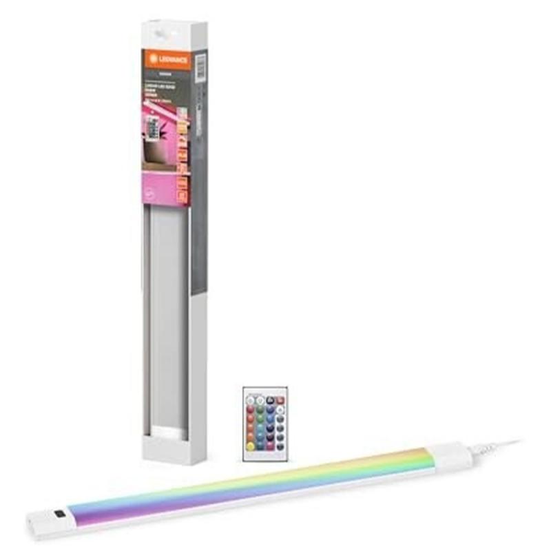 50cm LEDVANCE Linear Edge Sensor Unterbauleuchte mit RGBW dimmbar, 8 W, 3000 K, warmweiß, weißes Aluminium, IP20, mit Fernbedienung