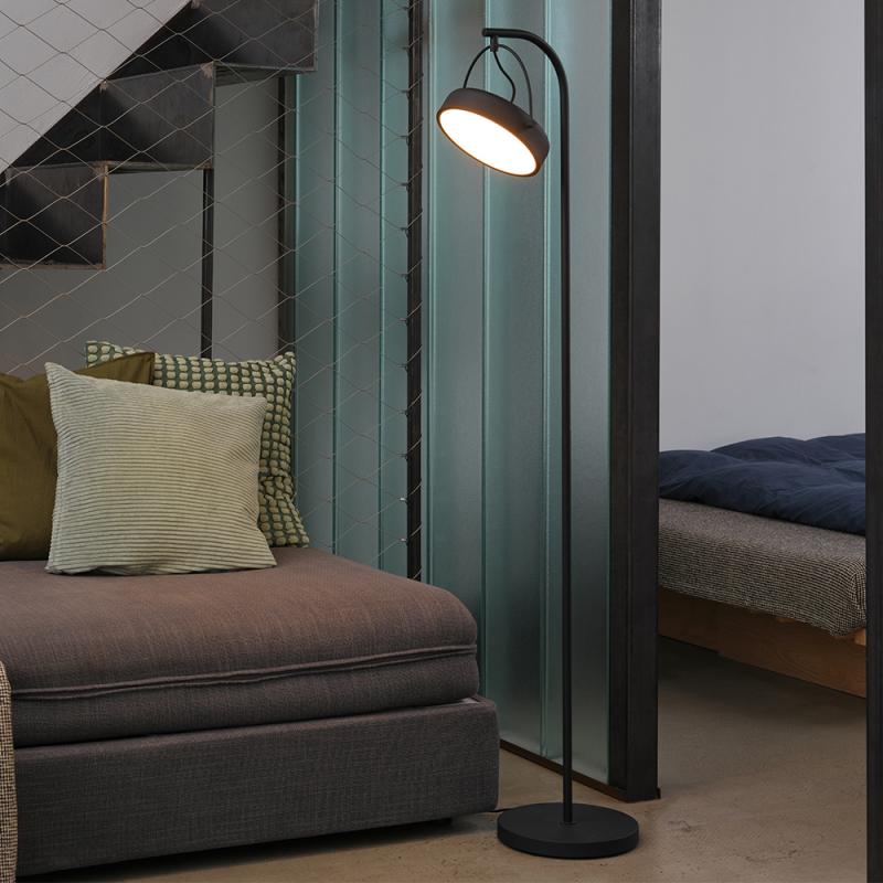 Osram Stehleuchte Decor Puck aus Stahl in Schwarz mit warmweißem Licht - 1,8 m Kabel mit Schalter/  Stecker