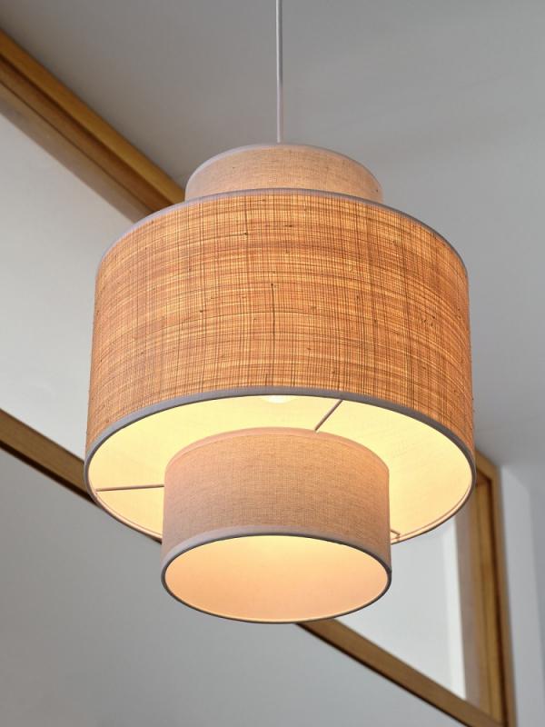 OSRAM Pendelleuchte Decor Wrap Cylinder aus Leinen und Bast mit E27 Fassung