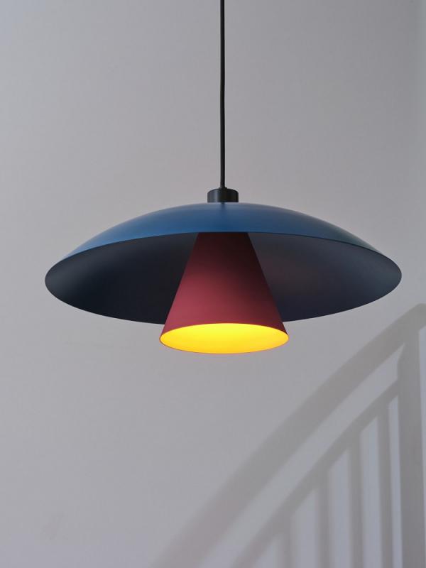 OSRAM Pendelleuchte Decor Flying Mushroom in Blau/ Rosa Ø 50 cm aus Stahl mit E27 Fassung - dekorative Hängelampe