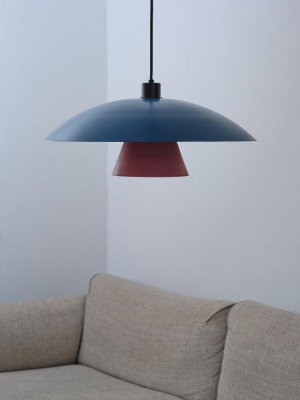 OSRAM Pendelleuchte Decor Flying Mushroom in Blau/ Rosa Ø 50 cm aus Stahl mit E27 Fassung - dekorative Hängelampe