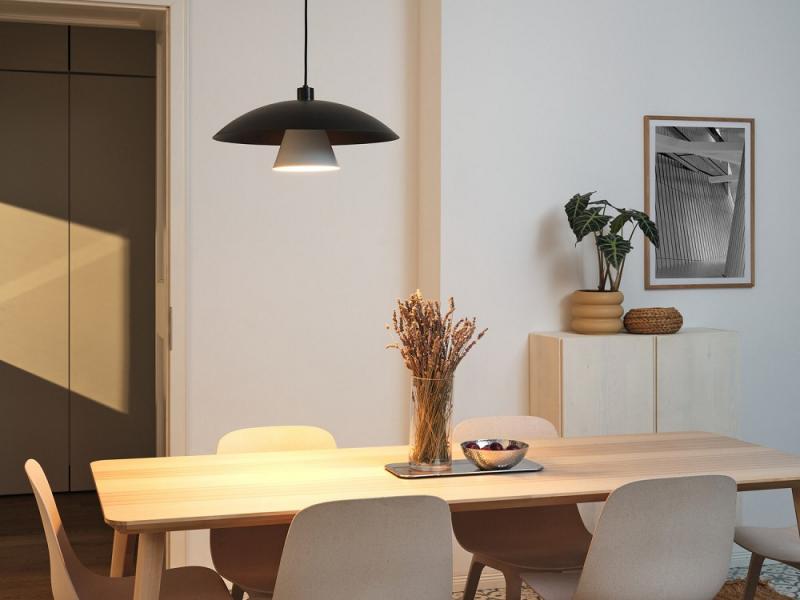 OSRAM Pendelleuchte Decor Flying Mushroom in Schwarz/Weiß Ø 50 cm aus Stahl mit E27 Fassung - dekorative Hängelampe