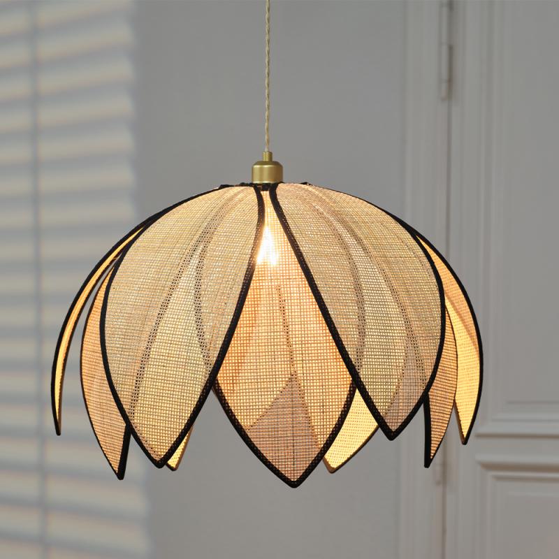 OSRAM Imposante Pendelleuchte Decor Rattan Lotus aus Rattan|Stahl mit E27 Fassung beige - Ø 67 cm