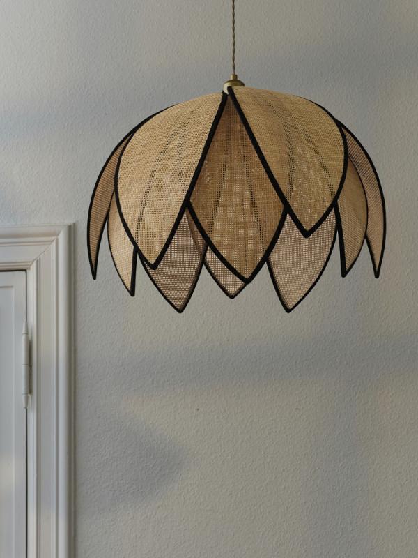 OSRAM Imposante Pendelleuchte Decor Rattan Lotus aus Rattan|Stahl mit E27 Fassung beige - Ø 67 cm