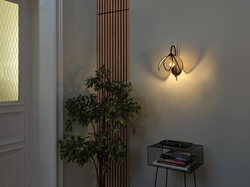 OSRAM Wandleuchte Decor Rattan Lotus aus Rattan|Stahl mit E27 Fassung beige