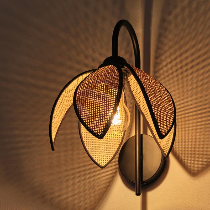 OSRAM Wandleuchte Decor Rattan Lotus aus Rattan|Stahl mit E27 Fassung beige