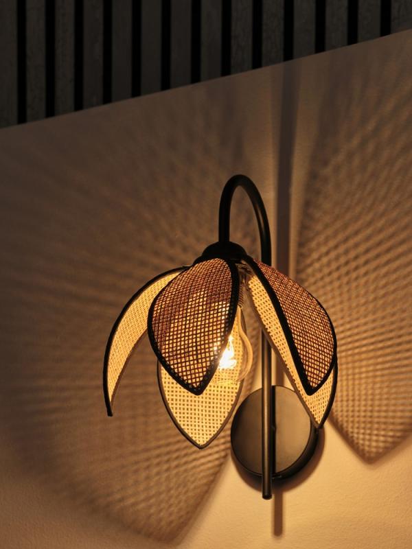 OSRAM Wandleuchte Decor Rattan Lotus aus Rattan|Stahl mit E27 Fassung beige