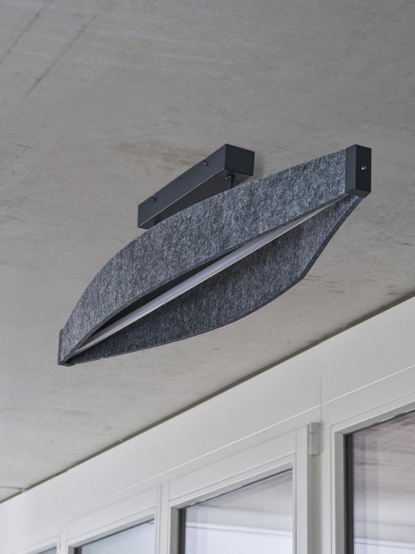 Osram Deckenleuchte Decor Flat Felt in Dunkelgrau mit warmweißem Licht - Auffällige Leuchte aus Filz
