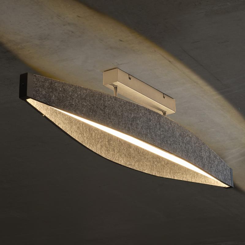 Osram Deckenleuchte Decor Flat Felt in Dunkelgrau mit warmweißem Licht - Auffällige Leuchte aus Filz