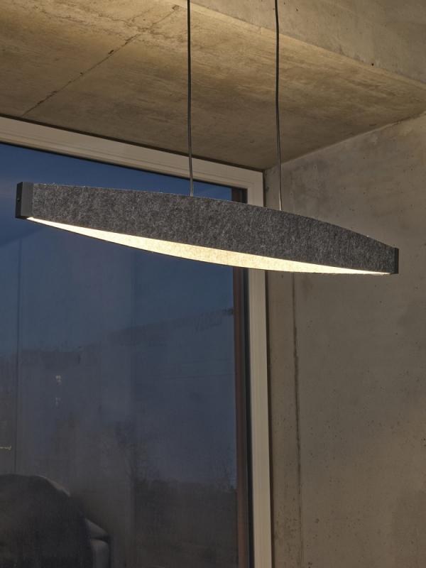 Osram Pendelleuchte Decor Flat Felt in Dunkelgrau mit warmweißem Licht - Auffällige Leuchte aus Filz