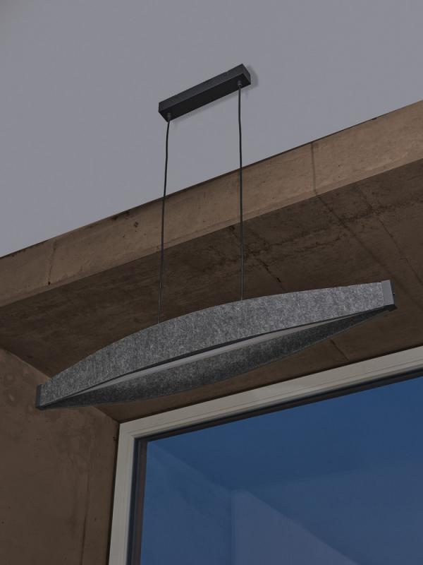 Osram Pendelleuchte Decor Flat Felt in Dunkelgrau mit warmweißem Licht - Auffällige Leuchte aus Filz