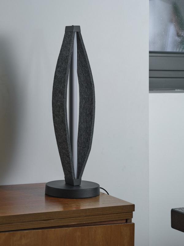 Osram Tischleuchte Decor Flat Felt in Dunkelgrau mit warmweißem Licht - Auffällige Leuchte aus Filz