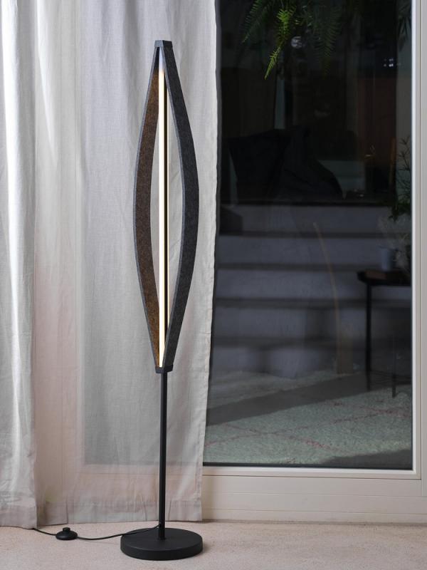 Osram Stehleuchte Decor Flat Felt in Dunkelgrau mit warmweißem Licht - Auffällige Leuchte aus Filz